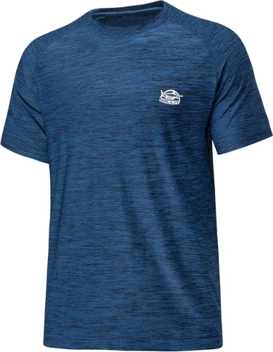 Vista 18 de Willit Camiseta de protección solar con capucha para hombre, manga corta, UPF 50+, FPS, secado rápido, resistente al agua Verde fluorescente