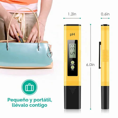 Vista 4 de Medidor de pH, medidor digital de pH para agua, 0.01 de alta precisión con rango de medición de pH 0-14 para hidroponía, bebida doméstica, piscina