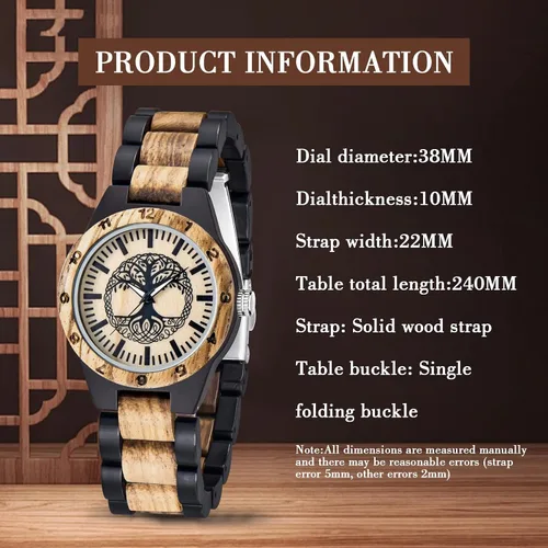 Vista 10 de Dentily Relojes de madera natural para mujer, reloj de cuarzo hecho a mano, reloj de pulsera único deportivo para mujer