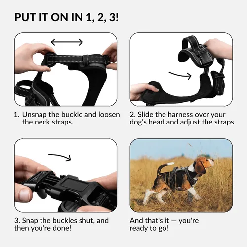 Vista 4 de CollarDirect Arnés reflectante sin tirones para perro, con asa y clip frontal, chaleco acolchado suave ajustable para perros pequeños a grandes