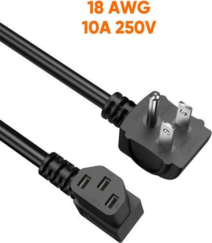 Vista 6 de CableCreation Cable de alimentación universal de 3 pies 18 AWG para NEMA 5-15P tipo ángulo a cable de ángulo IEC320 C13, 3.0 ft / negro
