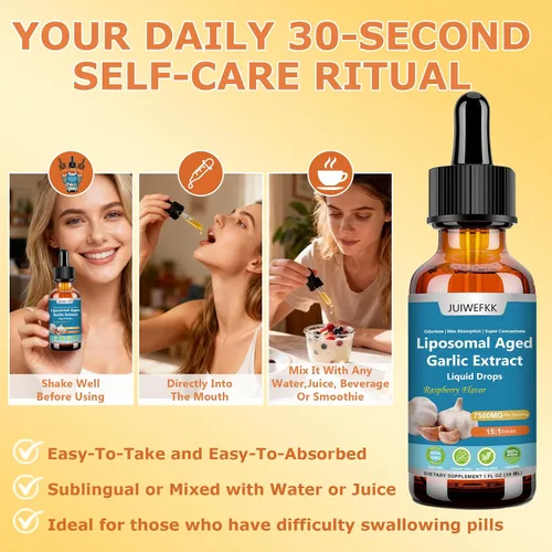 Vista 6 de Extracto de ajo añejo, gota líquida de 500 mg, extracto 15:1, suplemento de ajo orgánico inodoro para salud cardiovascular cardíaca e inmunológica