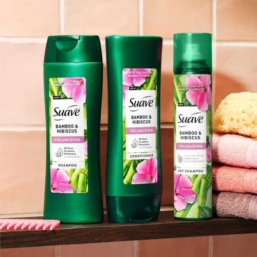 Vista 7 de Suave Acondicionador voluminizador de bambú e hibisco, para cabello fino y plano, sistema probado en salón para aumentar el volumen y el cuerpo