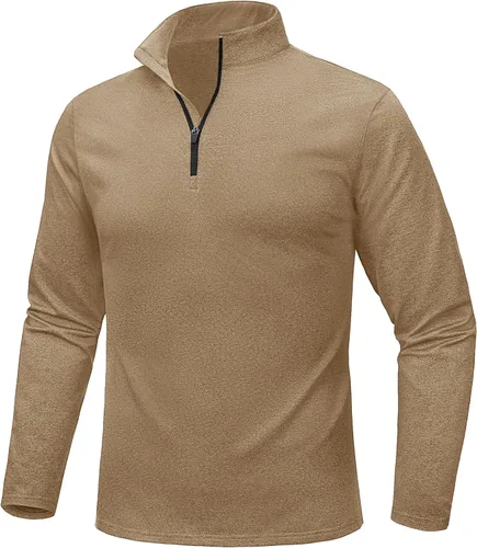 Vista 97 de MAGCOMSEN Sudadera de golf de manga larga con forro polar para hombre, con cremallera de 1/4, térmica, para correr
