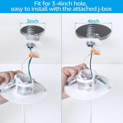Vista 6 de LEONLITE Luces colgantes LED con clase, estilo minimalista moderno, caja J integrada para repuesto de luz de techo empotrada, ajuste de agujero