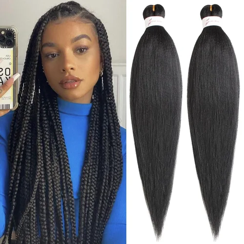 Vista 17 de Unionbeauty - Cabello trenzado preestirado de 16 pulgadas, 8 paquetes de cabello rubio trenzado con agua caliente, textura Yaki, trenzas