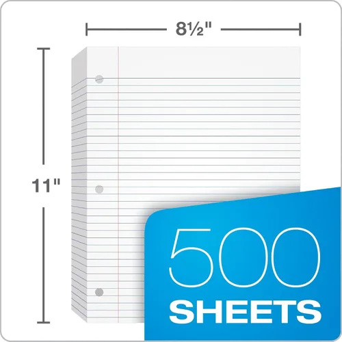 Vista 2 de Oxford Hojas sueltas para carpeta, 500 hojas, papel de cuaderno de repuesto reglamentario de la universidad, 8 1/2 x 11 pulgadas, con 3