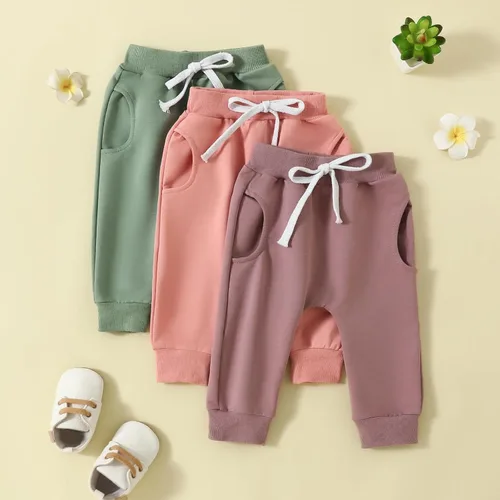 Vista 2 de Gaono Pantalones deportivos para bebé y niña, pantalones deportivos para niños pequeños, pantalones deportivos casuales de otoño e invierno