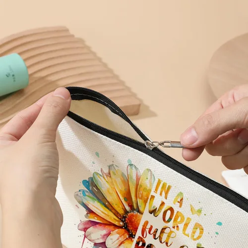 Vista 4 de DJHUNG Bolsa de cosméticos de margaritas de acuarela – Bolsa de maquillaje con decoración inspiradora de margaritas – Regalo perfecto para mujeres