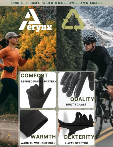 Vista 2 de Guantes ligeros de invierno para correr, guantes de pantalla táctil, forros para ciclismo, ciclismo, para hombres y mujeres