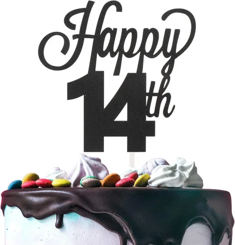 Vista 77 de LINGTEER - Decoración para pastel con texto "Happy Birthday 100", color negro