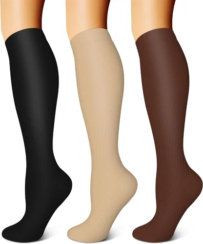 Vista 19 de FEYHAY Calcetines de compresión de cobre (3 pares) de 15-20 mmHg de circulación es la mejor atlética y diaria para hombres y mujeres, correr