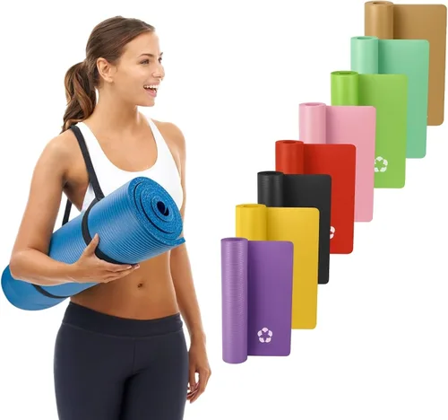 Vista 12 de Vandue Extra Thick 0.4" Tech Foam Exercise Yoga Mat w/Carry Strap - Non-slip, Moisture-Resistant Cushion for Pilates - Support for Stretching &