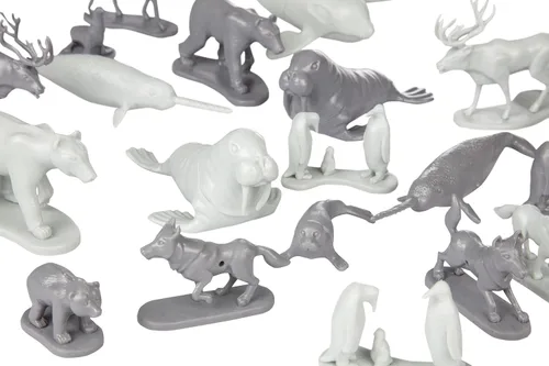Vista 4 de Juego de animales árticos y antárticos (48 piezas) - Figuras de acción del polo norte y sur con osos polares, pingüinos, focas y exploradores