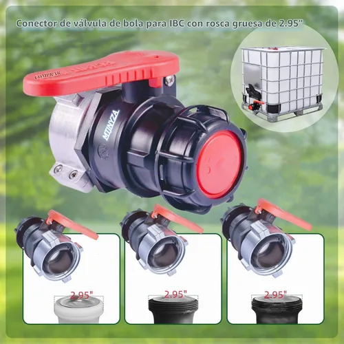 Vista 4 de Adaptador de tanque IBC de 2.95 pulgadas, conector de válvula de bola IBC, adaptador de tanque de agua de rosca gruesa, conector de válvula de bola