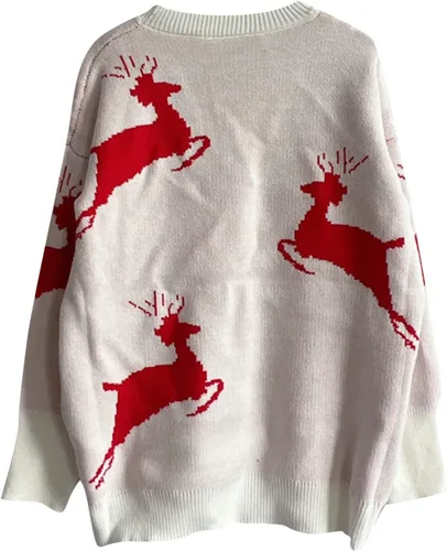 Vista 7 de Suéter de Navidad para mujer, suéter de punto de reno, elegante, suave, estampado, ropa de otoño