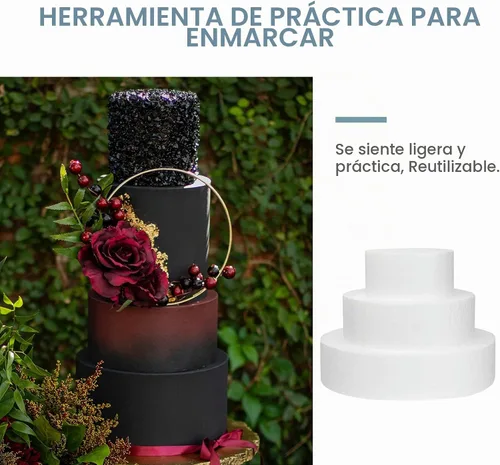 Vista 7 de Juego de 3 muñecos redondos de espuma para tartas de 4, 6, 8 x 2 pulgadas para decorar y exhibir