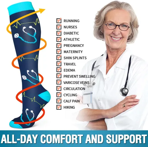 Vista 119 de Bluemaple 6 Pack Copper Compression Socks for Women and Men Circulation-Best Support for Medical, Running,Nursing,Athletic