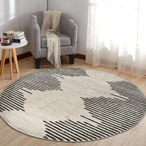 Vista 20 de Rugshop Alfombra bohemia a rayas resistente a las manchas, color beige, 2 x 7 pies