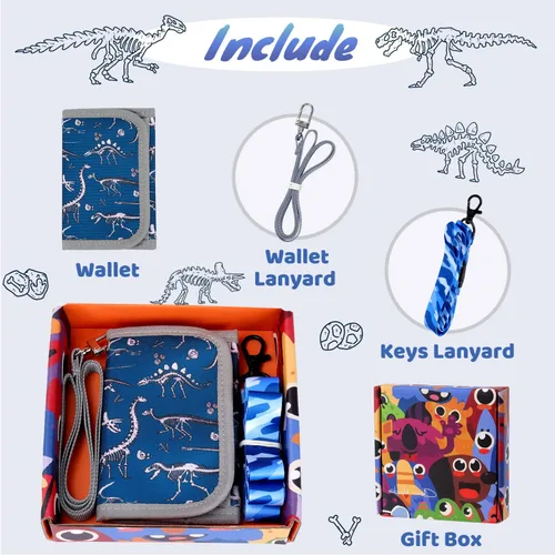 Vista 4 de Choco Mocha Carteras infantiles para niños, Dinosaurio Fósil-Azul, Moderno