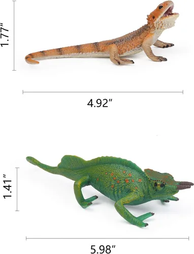 Vista 7 de UANDME 8 figuras de animales de lagarto realistas de reptiles, accesorios de broma de camaleón, juguete aterrador, criaturas salvajes de la vida