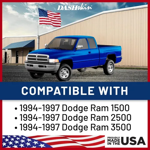 Vista 3 de DashSkin Cubierta moldeada para salpicadero compatible con Dodge Ram 1500 2500 y 3500 94-97 en color negro, fabricada en los Estados Unidos