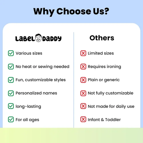 Vista 5 de Label Daddy Etiquetas de nombre personalizadas para niñas, etiquetas de nombre impermeables de tamaño individual para niños, sin planchado y Mariposa