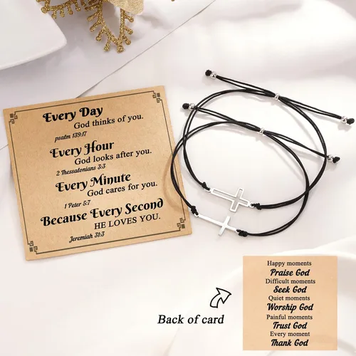 Vista 3 de Tarsus Pulsera de cruz para mujeres y hombres, regalos religiosos para mujeres y hombres, regalos cristianos para mujeres, amigos, familia