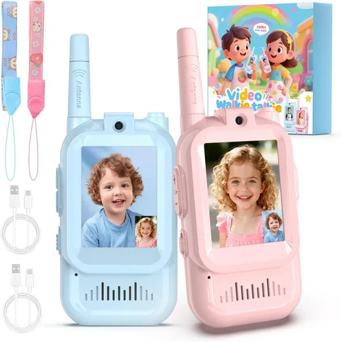 Vista 9 de Walkie Talkies de Video para Niños, Paquete de 2 Walkie Talkies FaceTime con Cámara HD y Cambiador de Voz para Niños y Niñas para Juegos Familiares