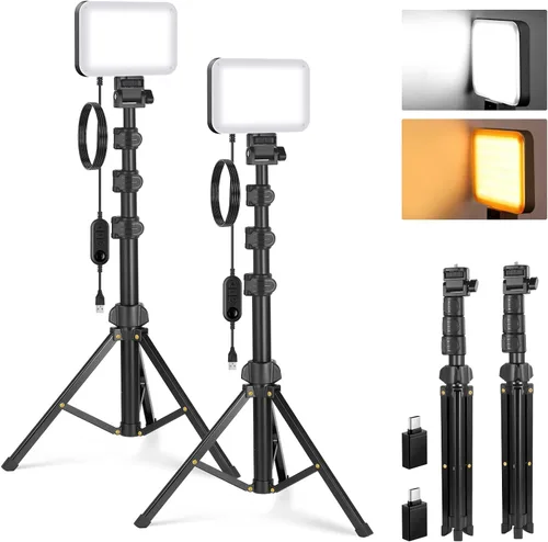 Vista 10 de NEEWER Basics Kit de iluminación de panel de luz de video LED, luces de estudio portátiles regulables bicolor con soporte de trípode y filtros