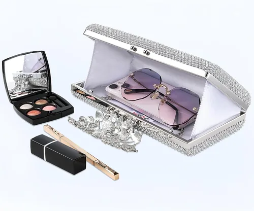 Vista 5 de Bolsos de noche brillantes para fiesta, para invitados de boda, monederos formales