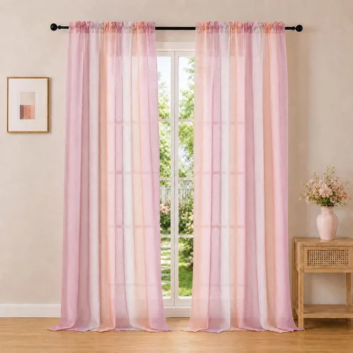 Vista 19 de OWENIE Cortinas transparentes degradadas para dormitorio, sala de estar, 96 Morado y dorado