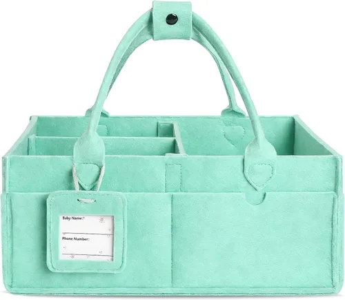Vista 11 de GEMII Organizador de pañales – Organizador grande para bebés con asa para artículos esenciales para recién nacidos, niños o niñas (gris, grande)