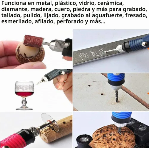 Vista 7 de Uolor Kit de 108 herramientas de grabado, multifuncional, eléctrico, con cable, micro grabador, herramienta giratoria para joyas, vidrio, madera