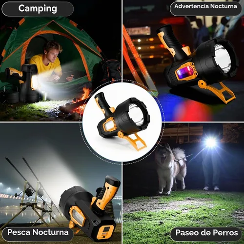 Vista 7 de Linterna Reflector Recargable, 990000 Lúmenes LED de Mano Súper Brillante, Impermeable 10000mAh Larga Duración Luces Reflectoras para Navegación