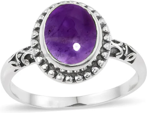 Vista 16 de Anillo de plata de ley 925 para mujer, anillo único de gema ovalada hecho a mano