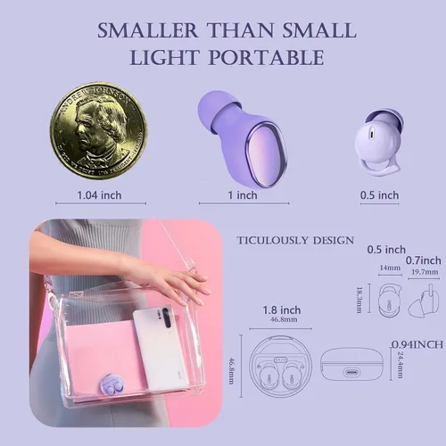 Vista 4 de Auriculares inalámbricos para dormir pequeños con Bluetooth pequeños para dormir de lado, auriculares Bluetooth para dormir de lado