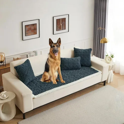 Vista 12 de HANDONTIME Funda para sofá de perro con diseño geométrico de jacquard, fundas de sofá lavables, divertidas y esponjosas, funda de cojín para sofá