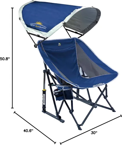 Vista 3 de GCI Outdoor Mecedora Plegable para Exteriores con Dosel para Protección Solar Azul real