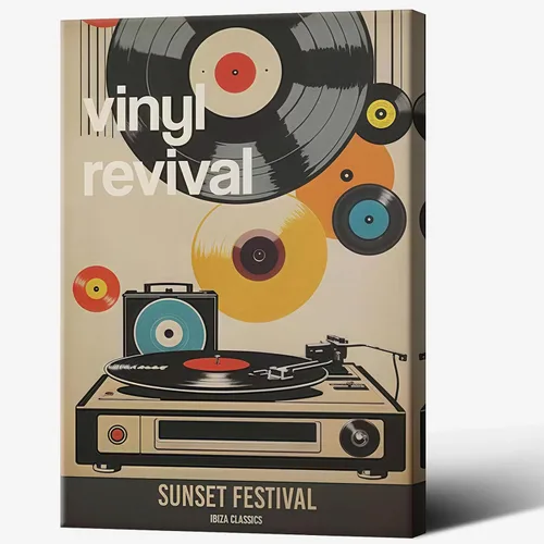 Vista 14 de Discos de vinilo vintage, arte de pared, póster de música retro japonesa Ukiyo-E asiática, impresiones de imágenes musicales estéticas, pintura