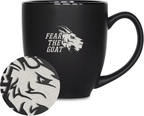 Vista 246 de Rico Industries - Taza de cerámica mate negra con grabado láser estándar de 15oz para NCAA (escuelas T & U) - Para bebidas calientes o frías