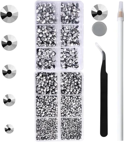 Vista 30 de 6796PCS Diamantes de Imitación Termoadhesivos de Aguamarina Piedras de Cristal de Vidrio para Tela Ropa Camisas Brillantes Parte Trasera Plana