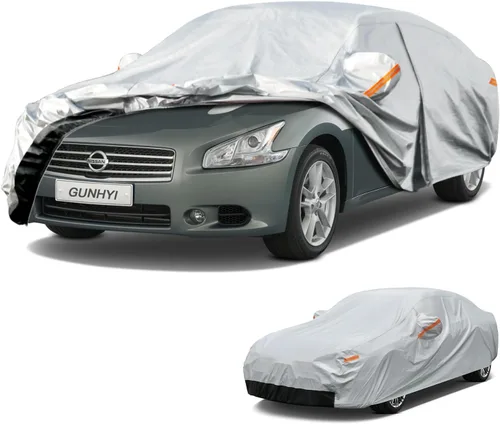 Vista 14 de GUNHYI - Funda de automóvil de 6 capas para Tesla Model 3 (2017-2025), impermeable para todo tipo de clima, protección UV contra la nieve, el sol