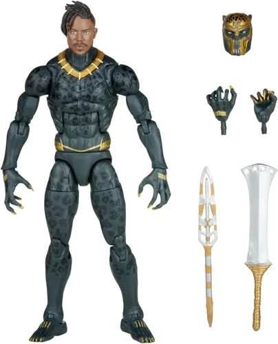 Vista 4 de Marvel Legends Series Black Panther Legacy Collection Killmonger Figura de Acción Coleccionable de 6 Pulgadas, Juguete, 5 Accesorios Marvel