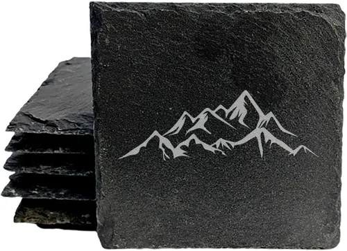 Vista 34 de Mountain Majesty - Posavasos de pizarra con impresionante diseño de escena de montaña, perfectos para decoración del hogar y la oficina y protección