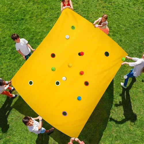 Vista 7 de Kathfly Blue Hole Canvas - Juego de construcción de equipos de 98 x 70 pulgadas, 8 bolas Group Activity for Corporate Training, School Events