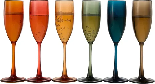 Vista 9 de The Wine Savant - Juego de 6 copas de champán de plástico acrílico estilo europeo Copas de champán coloreadas reutilizables para brindis 100%