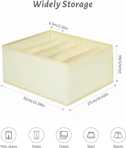 Vista 3 de Organizadores de cajones para jeans y ropa, caja de almacenamiento de armario de 5 compartimentos, organizador de ropa lavable para ropa plegada
