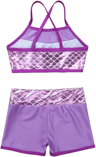 Vista 4 de TiaoBug Conjunto de 2 piezas de camisetas cortas y pantalones cortos para niños, ropa deportiva con lentejuelas brillantes, trajes de baile