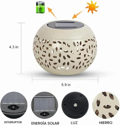 Vista 4 de Faroles solares de mesa impermeables para exteriores, lámpara LED de metal blanco, luz de mesa, lámpara decorativa para escritorio